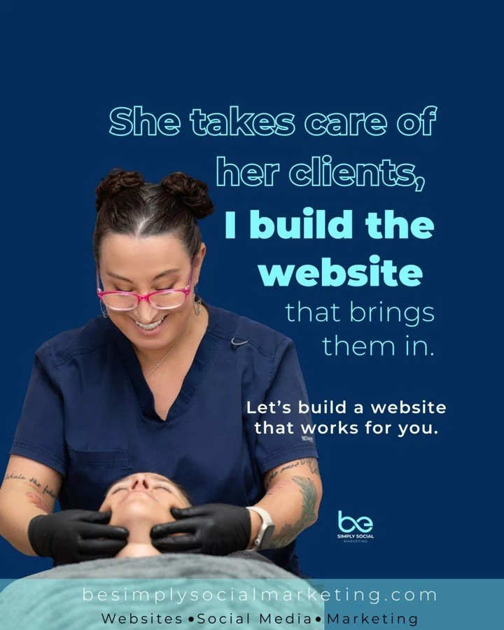 She takes care of her clients.
I build the website that brings them in.

Because a strong online presence shouldn&rsquo;t be optional, it should be working for you every day.

Let&rsquo;s build a website that works for you.
✨ besimplysocialmarketing.