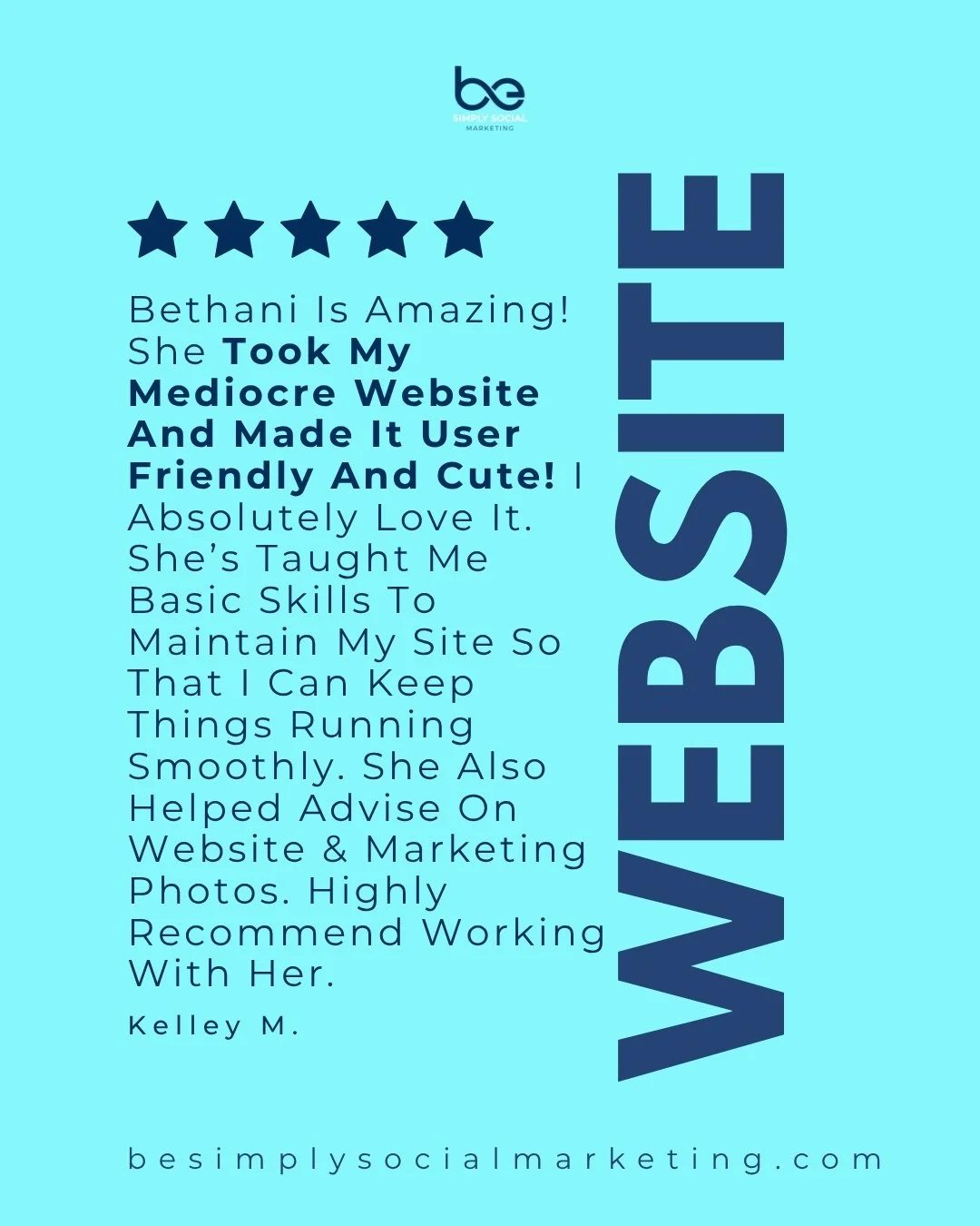Thank you so much, Kelley! I truly appreciate your kind words. Helping businesses build a strong online presence is what I love to do, and I&rsquo;m so grateful you trusted me to help bring your vision to life.