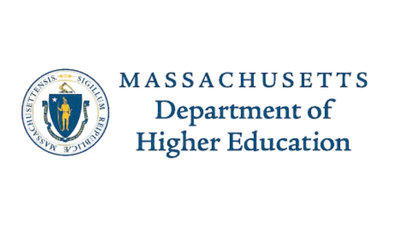 Logo of the Massachusetts Department of Higher Education, featuring a circular emblem with a figure inside.