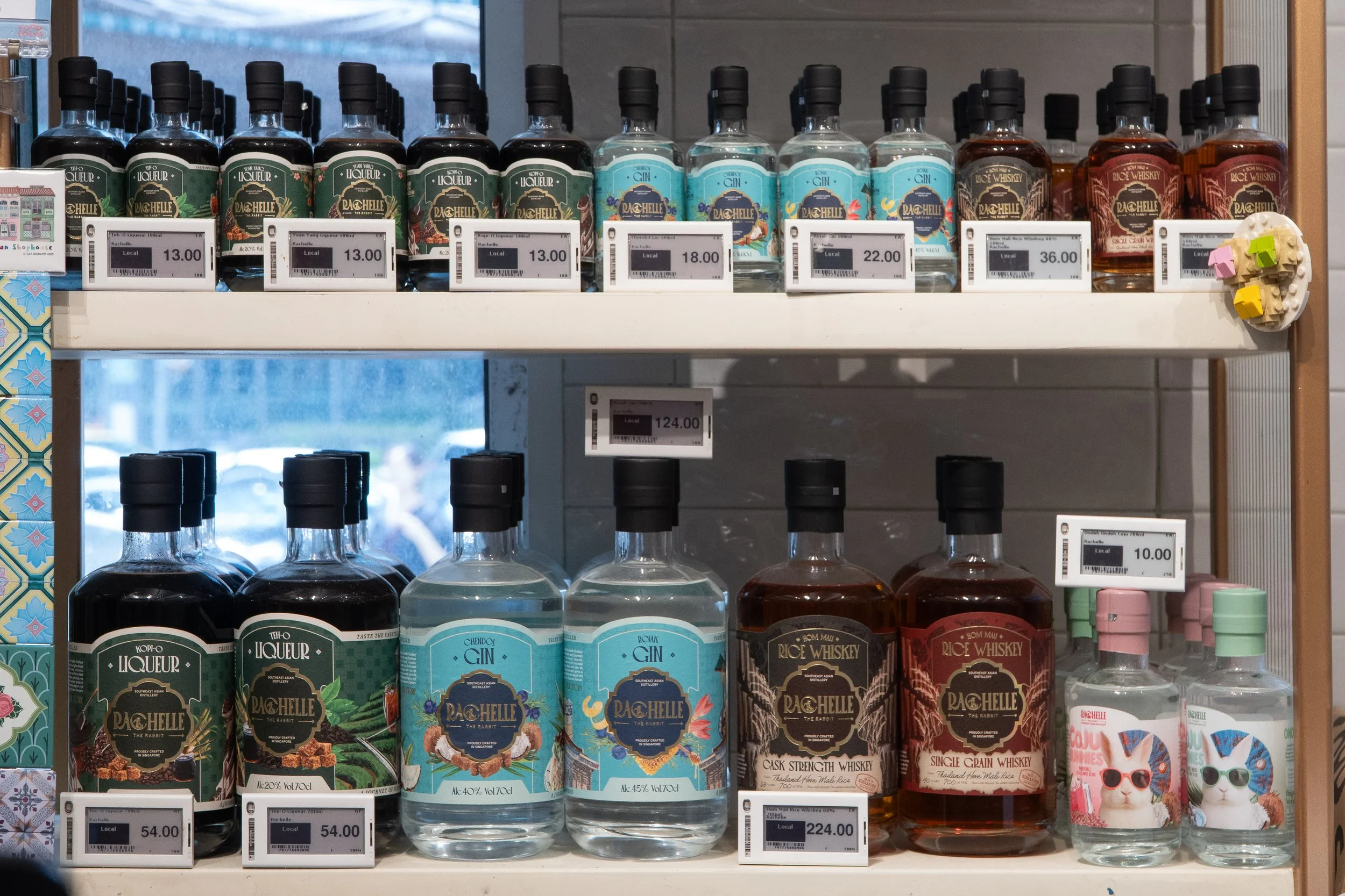 Coju Bunnies coconut soju products on retail shelves in Singapore