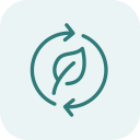Eco-friendly recycling icon with leaf symbol