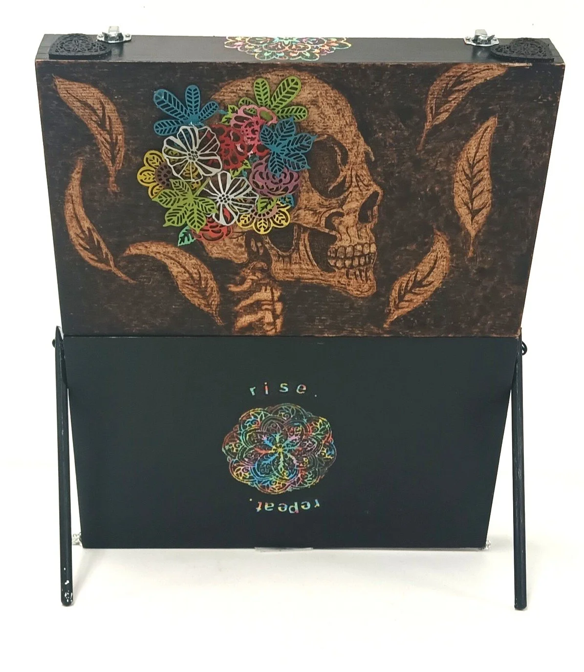 Brain Box (Side 2) - Thrifted Wooden Box with Pyrography + Acrylic Paint 2026