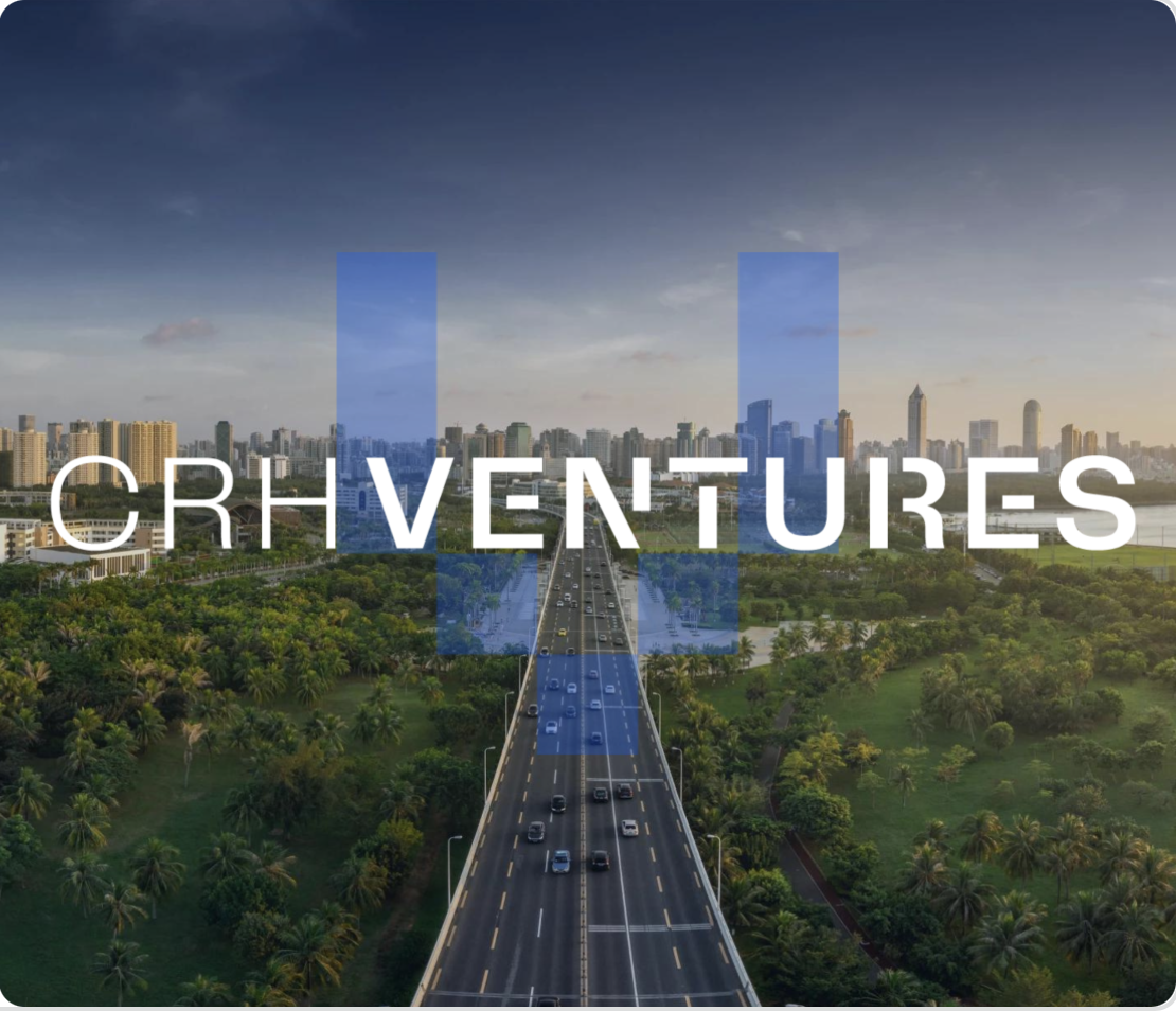 CRH Ventures logo overlaying a background image of a populated highway going to a city center