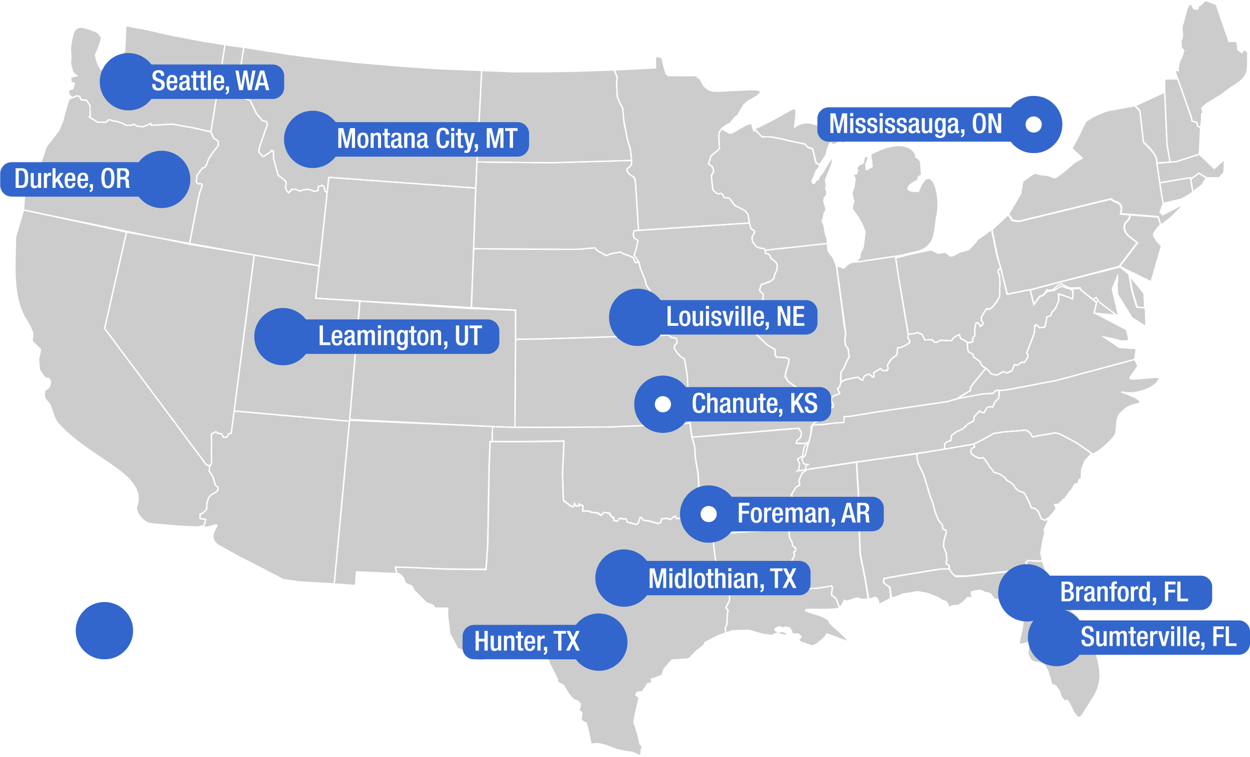 Image of a map with cement plant and laboratory locations