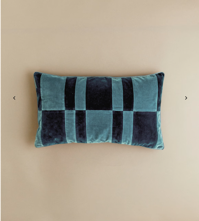Velvet Patchwork Cushion, Navy & Blue