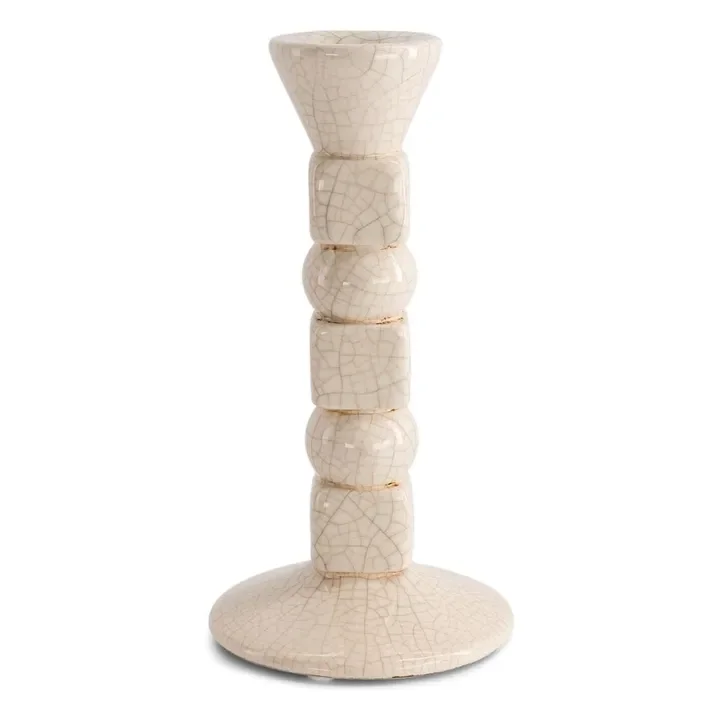 The Socialite Family  Crackled ceramic Anna Candleholder, Small, Cream