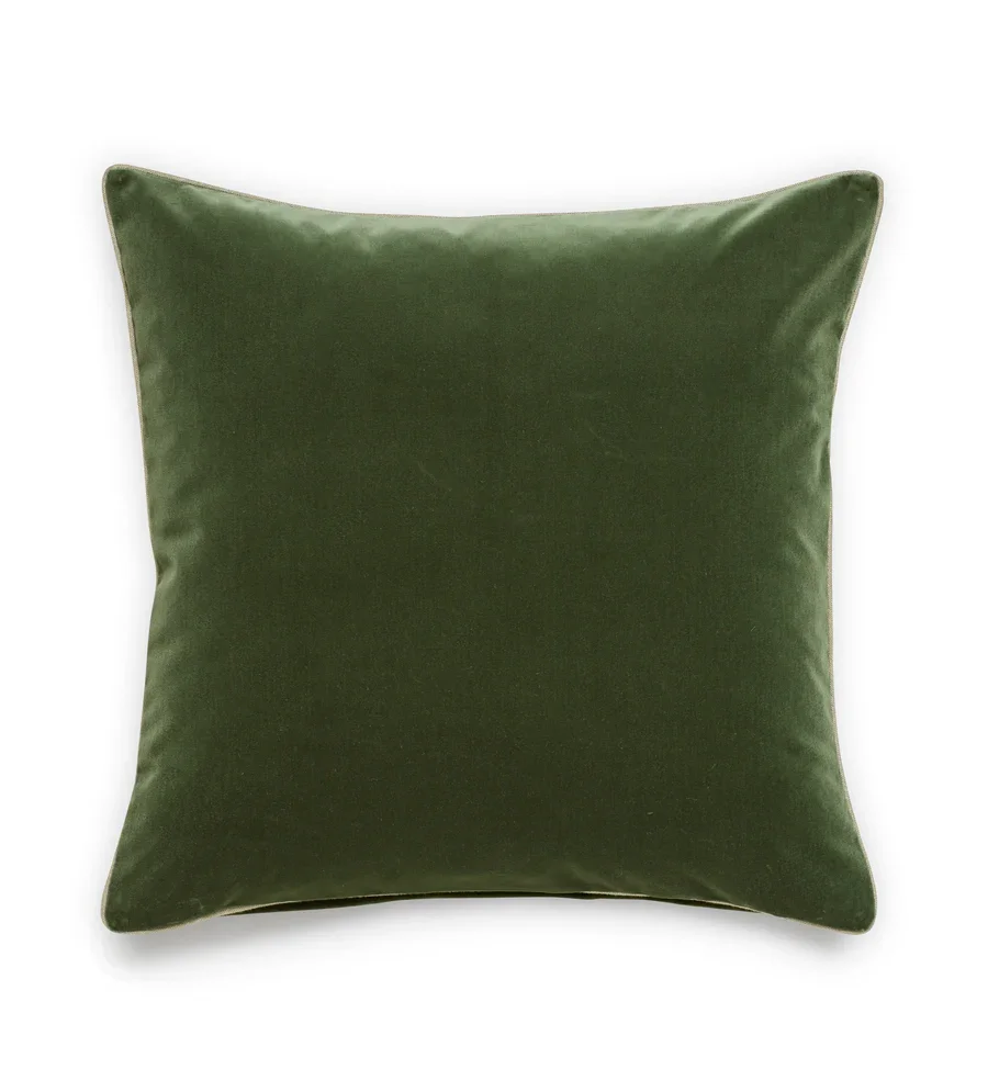 Oka Plain Velvet Cushion Cover, Moss