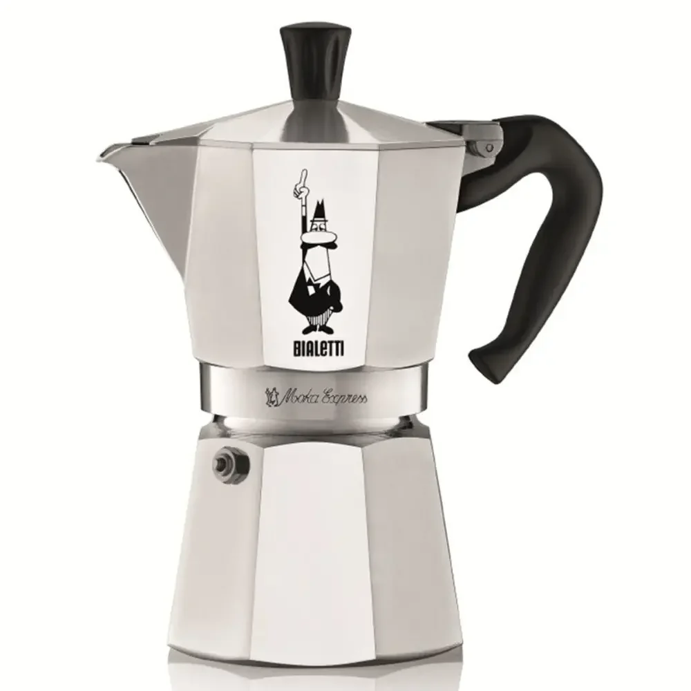 Bialetti Moka Express Aluminium stovetop coffee maker, 6 cup, Silver