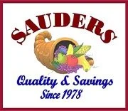 Saunders logo with fruit and produce, and text 'Quality & Savings Since 1978'.