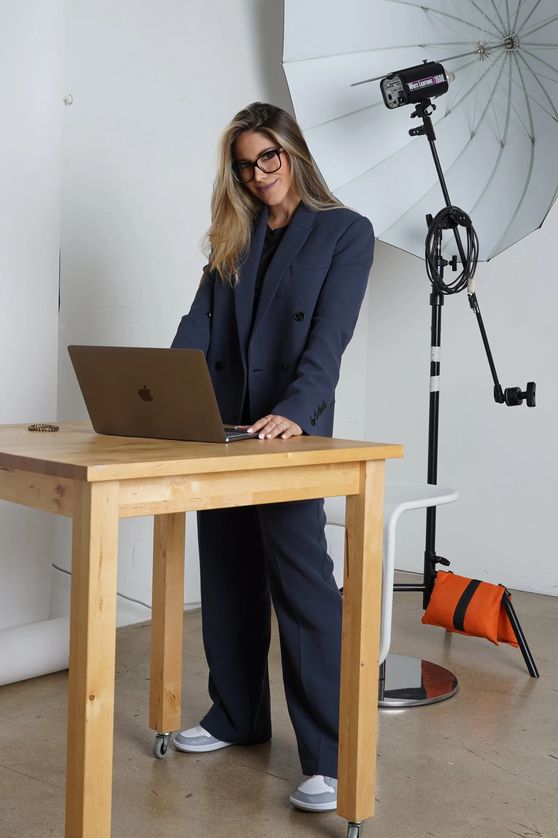 Barbara Jarrin working in a photography studio setup
