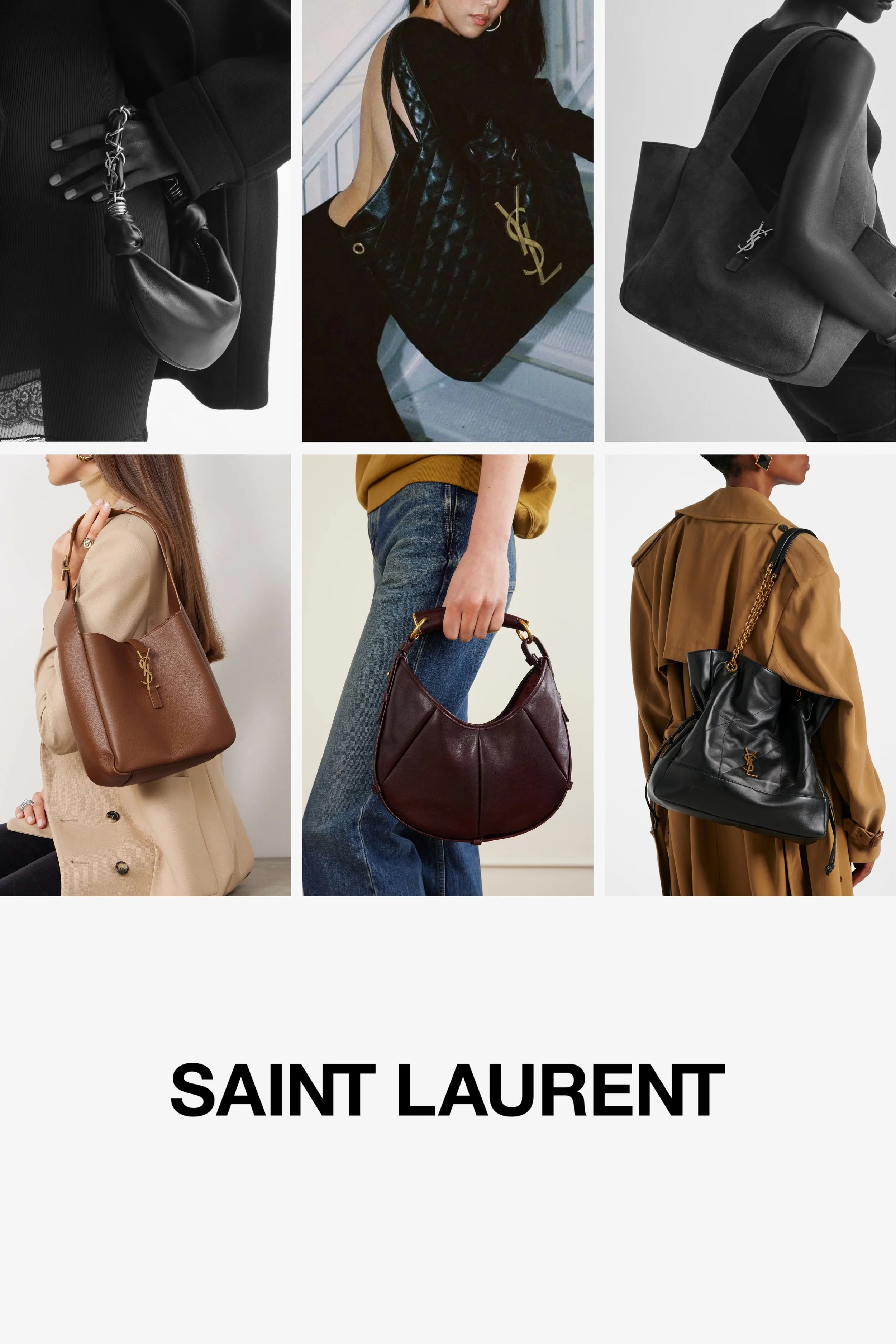 Saint Laurent quiet luxury handbags in 2026 featuring the Mombasa, Le 5 à 7, and sleek leather shoulder bag silhouettes.