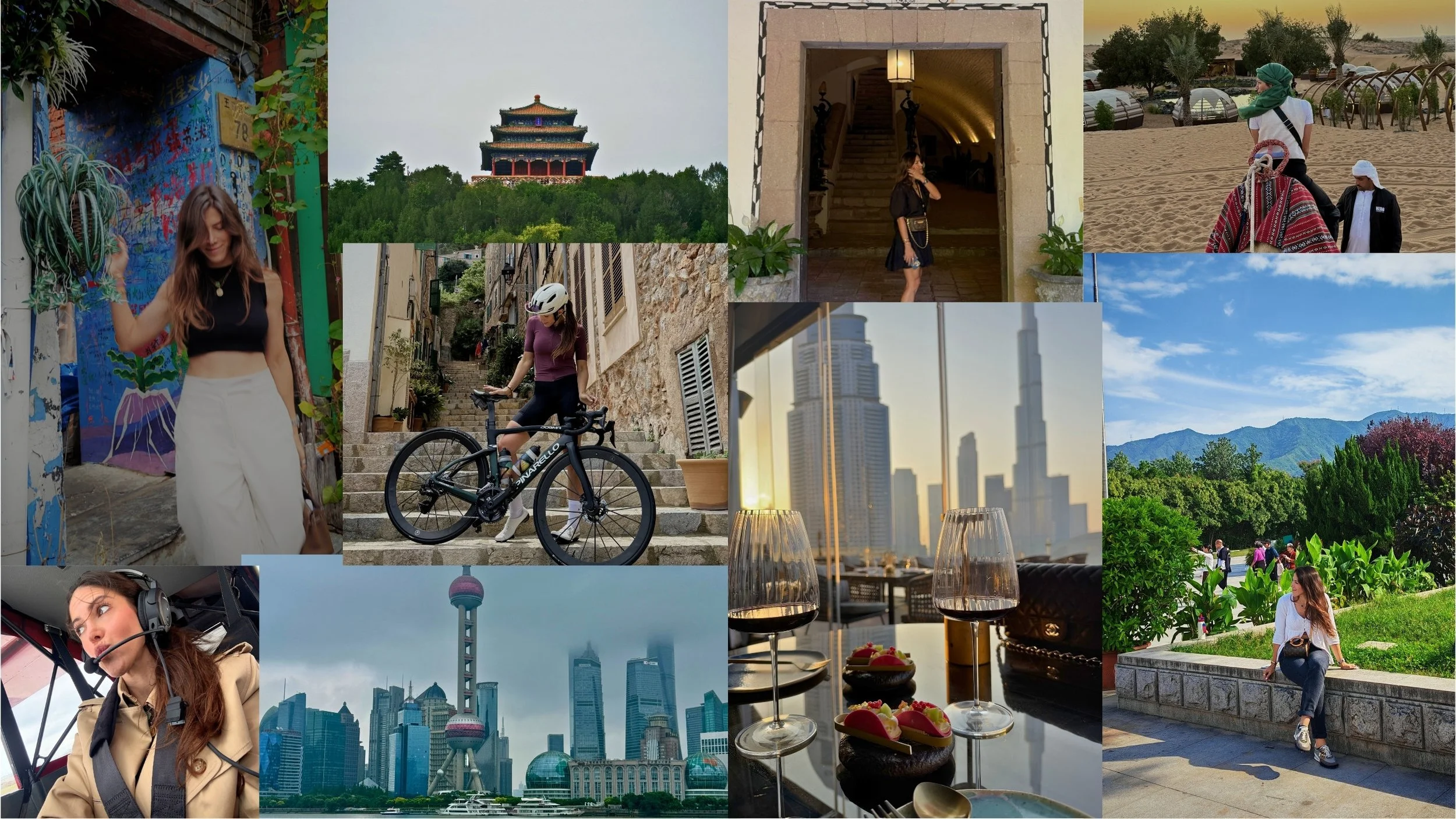 Favorite places I visited in 2025 featuring travel photography from China, Dubai, cycling trips, luxury hotels, and personal lifestyle moments by Barbara Jarrin