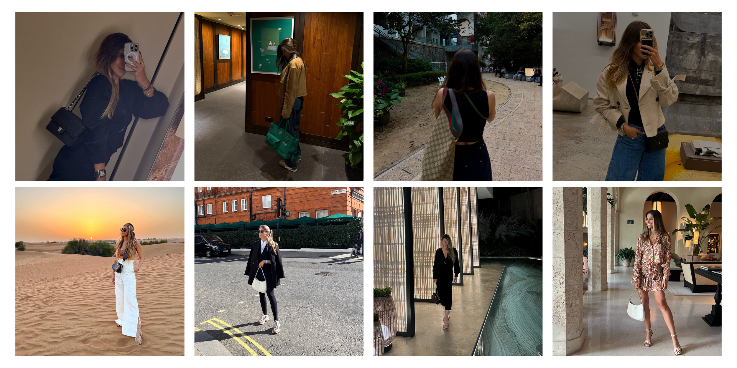 Lifestyle moments of Barbara Jarrin—travel, city life, and personal style