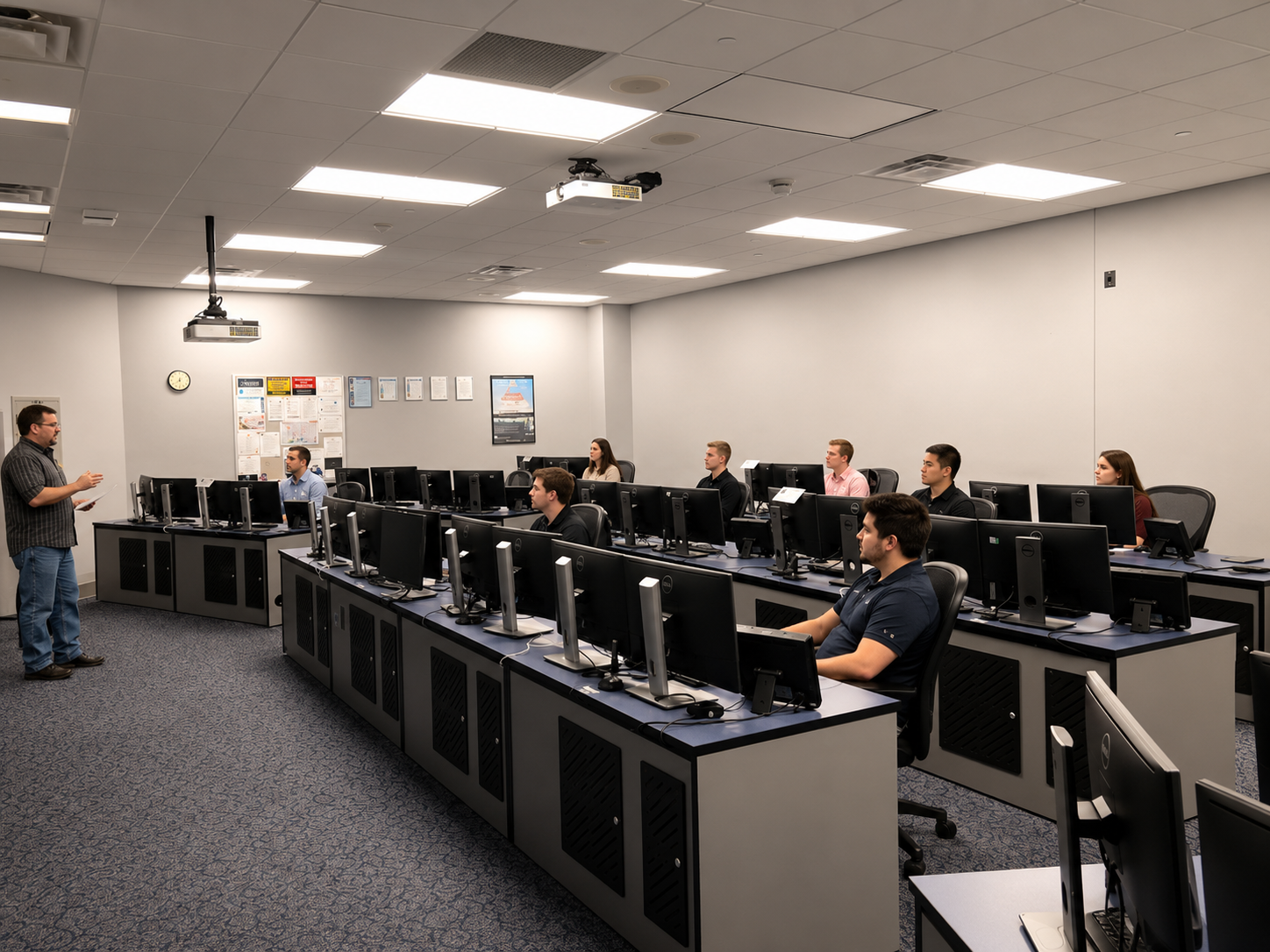 FAA Academy air traffic control students training in a classroom in Oklahoma City
