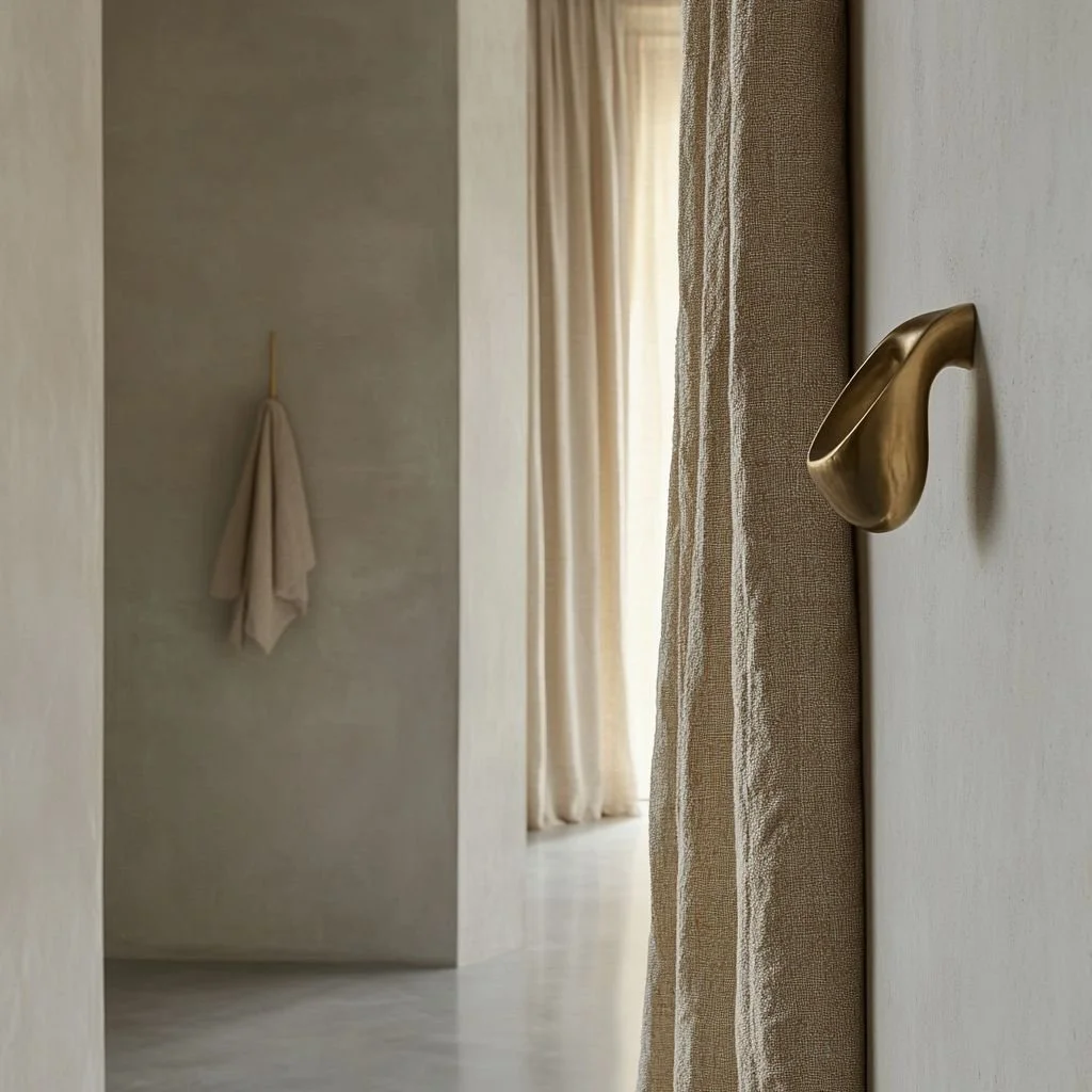 Bespoke brass wall hook for retail change rooms and interior spaces, designed with a durable and refined finish.