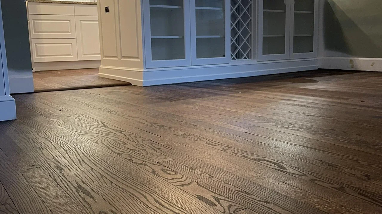A hardwood floor after final install.