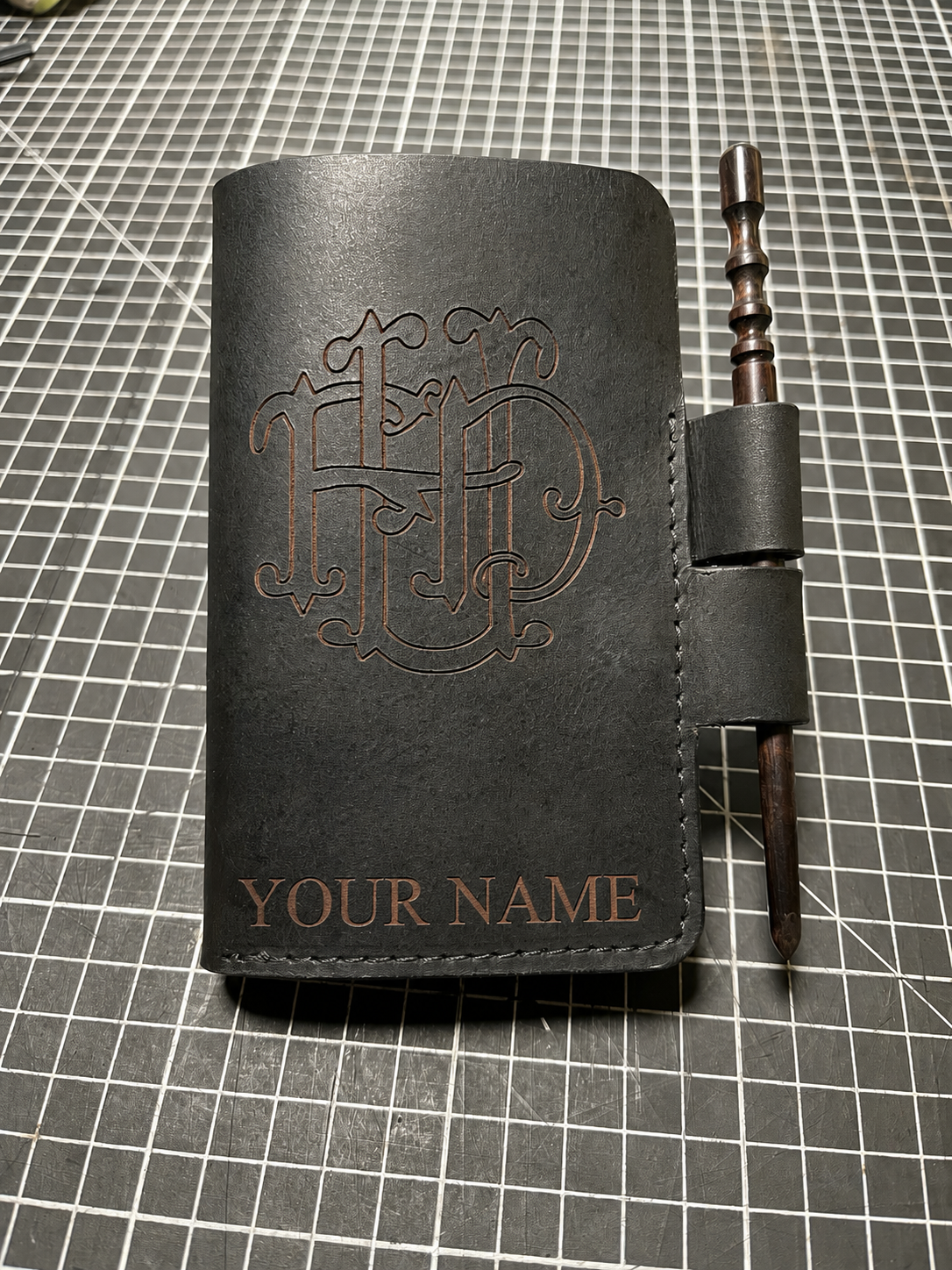 Personalized Leather Investigator Notebook Cover – 3" x 5" Notepad Holder with Pen Loop