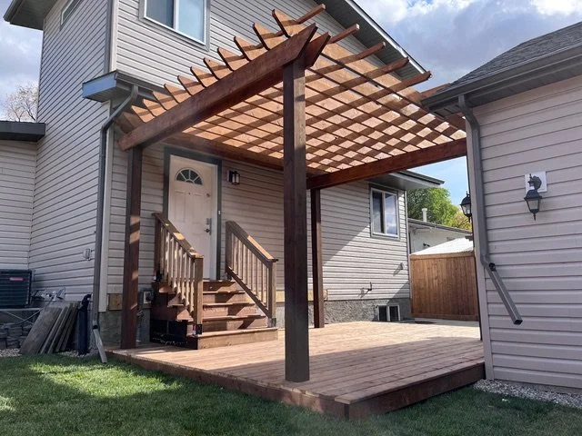 Pressure treated ground deck, pergola, Edmonton