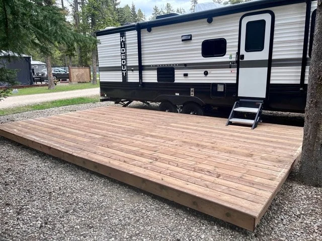 RV Deck, campsite deck, pressure treated ground deck, Sylvan Lake