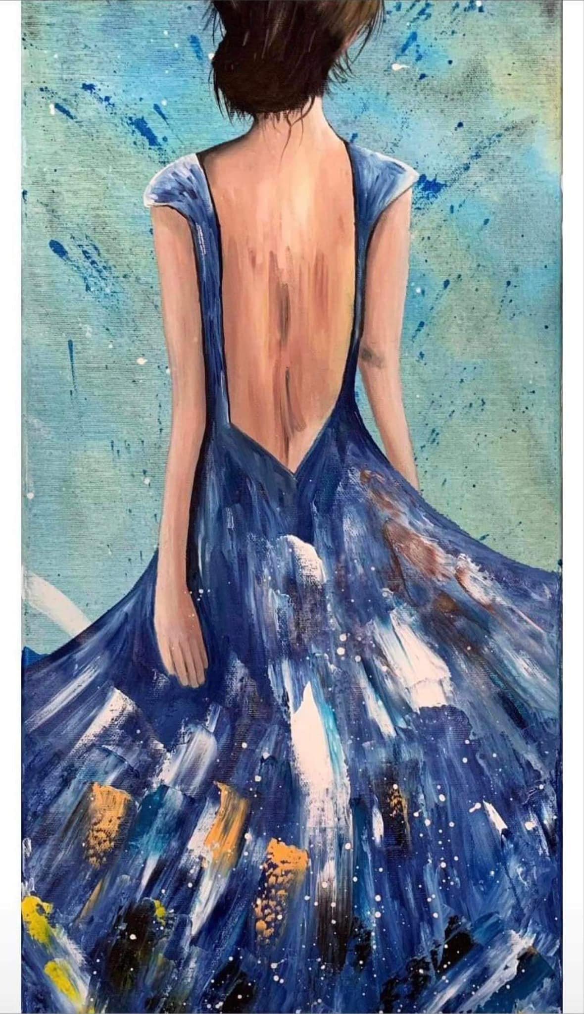 The blue dress