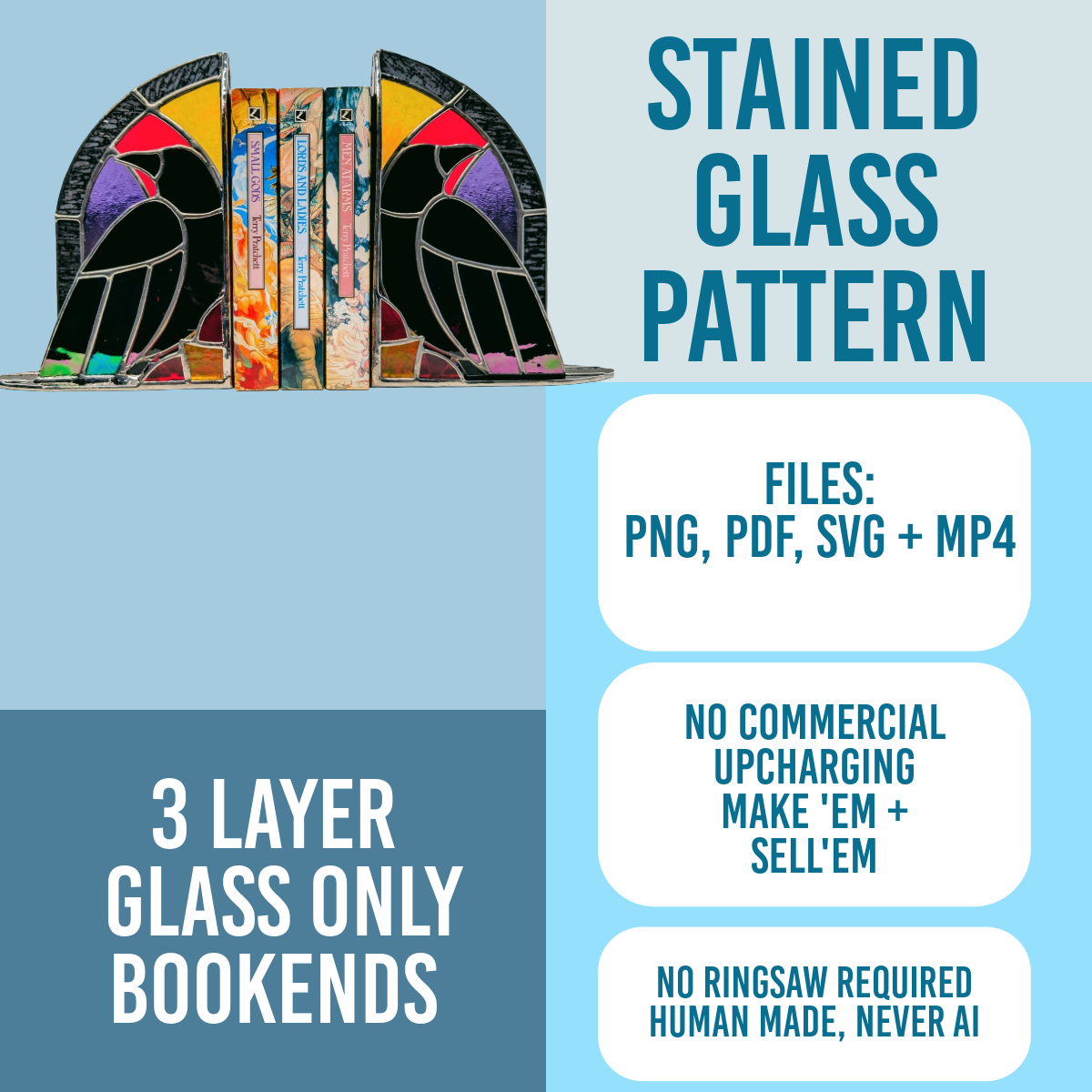 3D Glass Only Raven Bookend Pattern