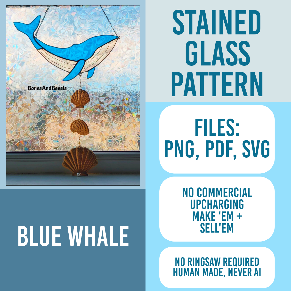 Whale Pattern for Stained Glass Art