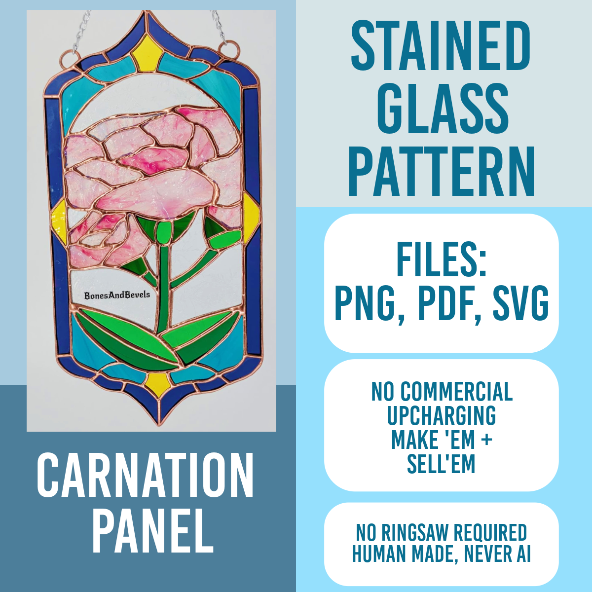 Stained glass Carnation Flower pattern