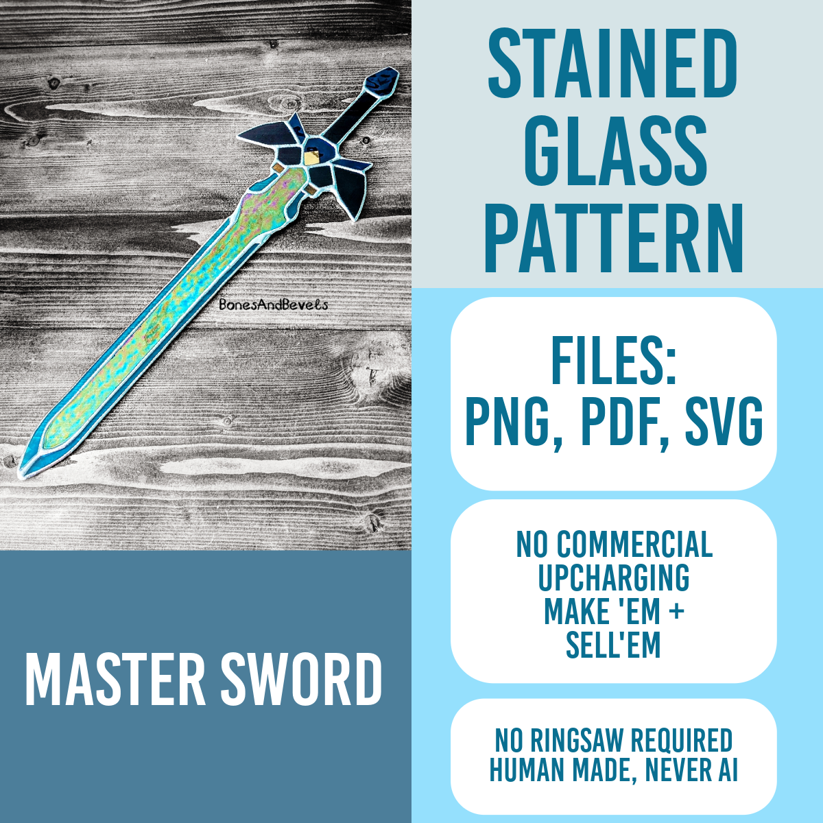 Master sword pattern for stained glass art