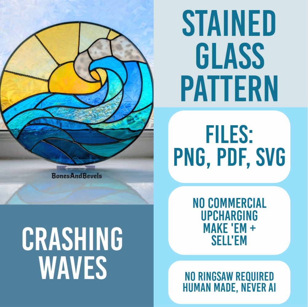 Crashing waves over horizon stained glass pattern