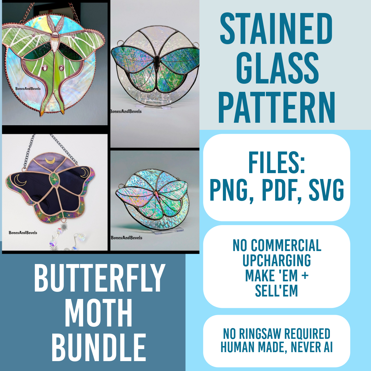 Butterfly + Moth Bundle stained glass patterns