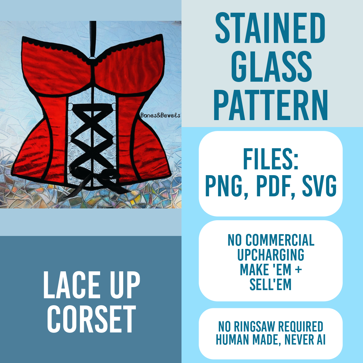 Lace Up Corset Pattern for Stained Glass Art