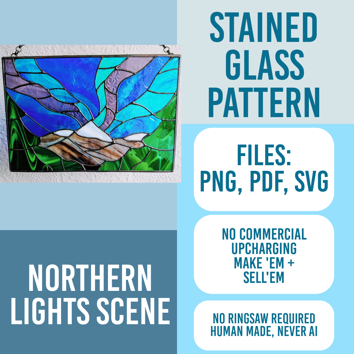 Northern Lights pattern for stained glass art