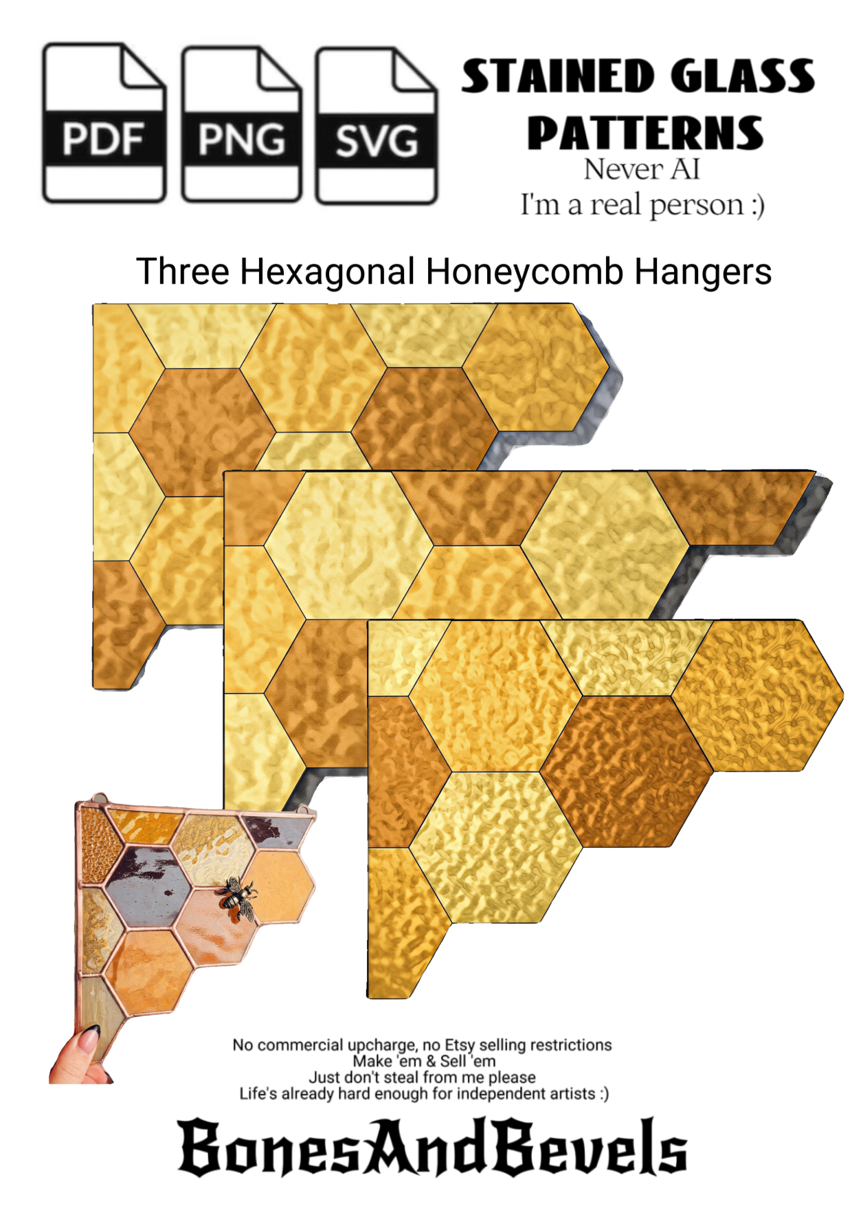 3 Honeycomb Hangers Patttern