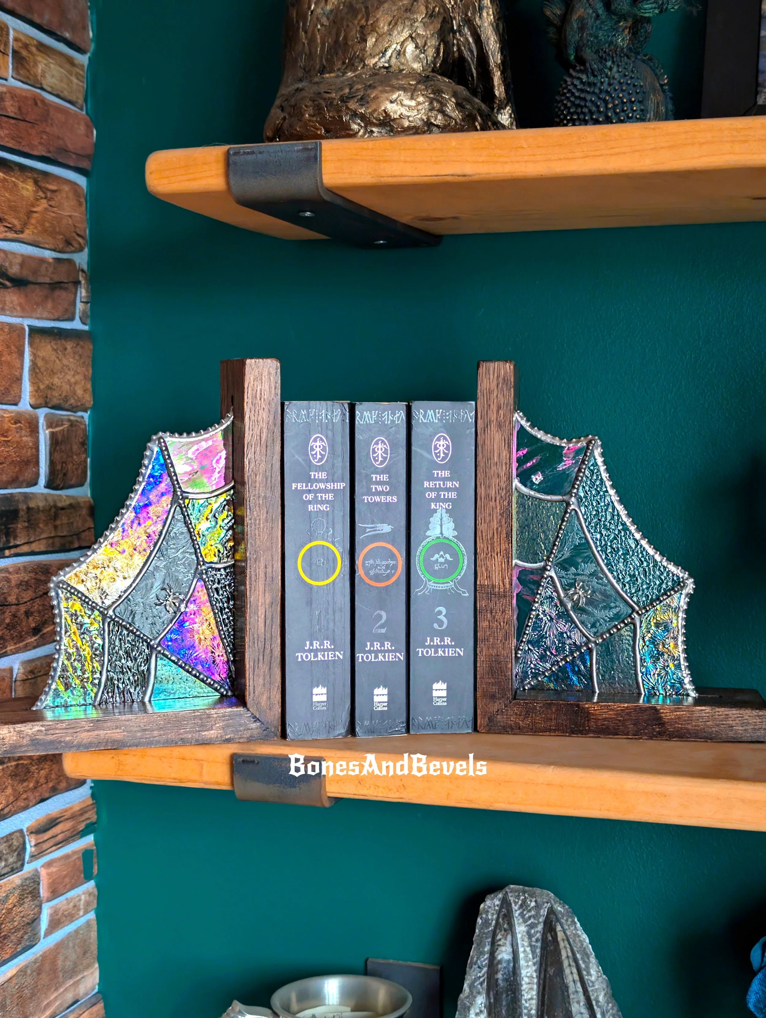 VINYL PATTERN INCLUDED - Handmade Solid Welsh oak bookend bases for stained glass