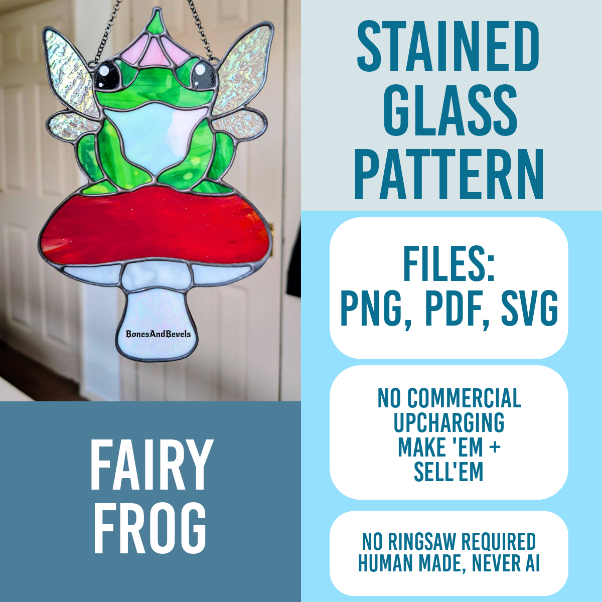 Fairy Frog Pattern for Stained Glass Art