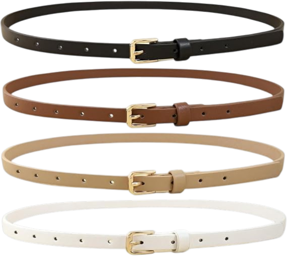 4 Pack Women Skinny Belts for Jeans Dress