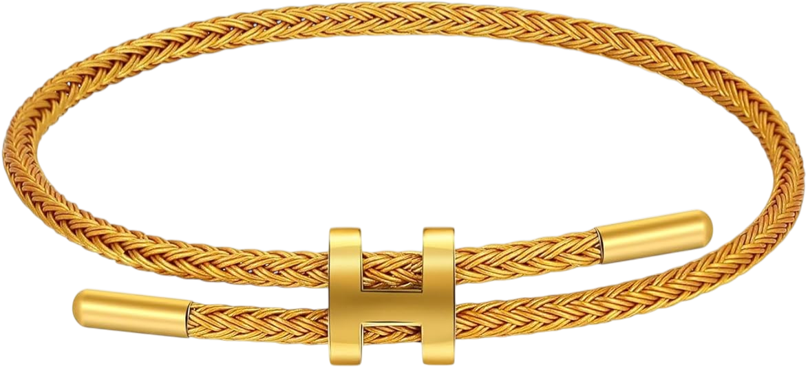 Gold braided belt with a gold buckle.