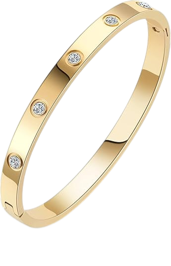 Gold bracelet with evenly spaced round diamonds