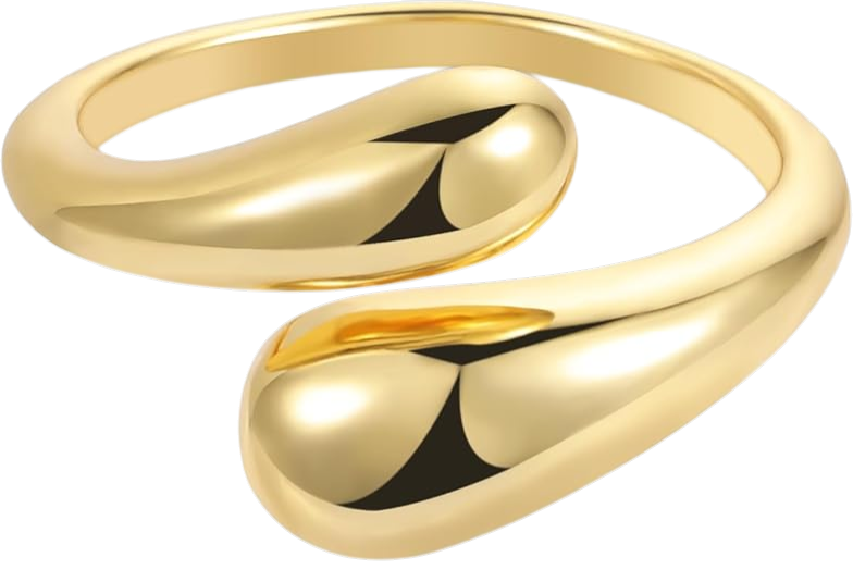 A gold ring designed in a snake shape, with a smooth, shiny surface.