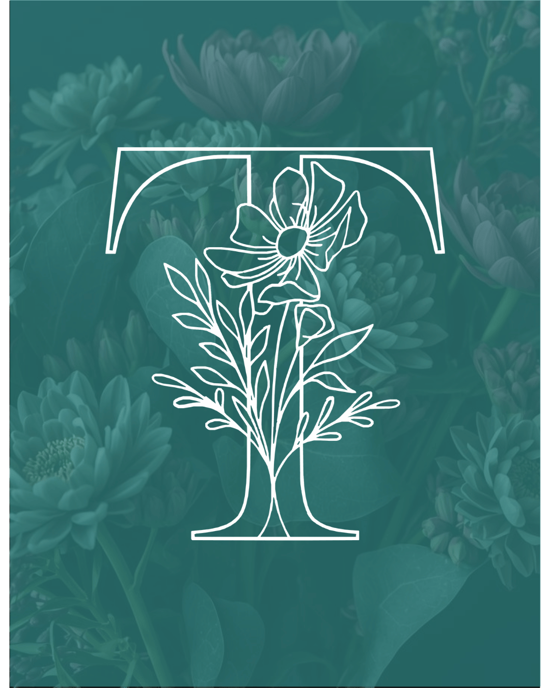 Floral T logo for Throughline Psychotherapy trauma therapy practice serving Raleigh and Wake County North Carolina