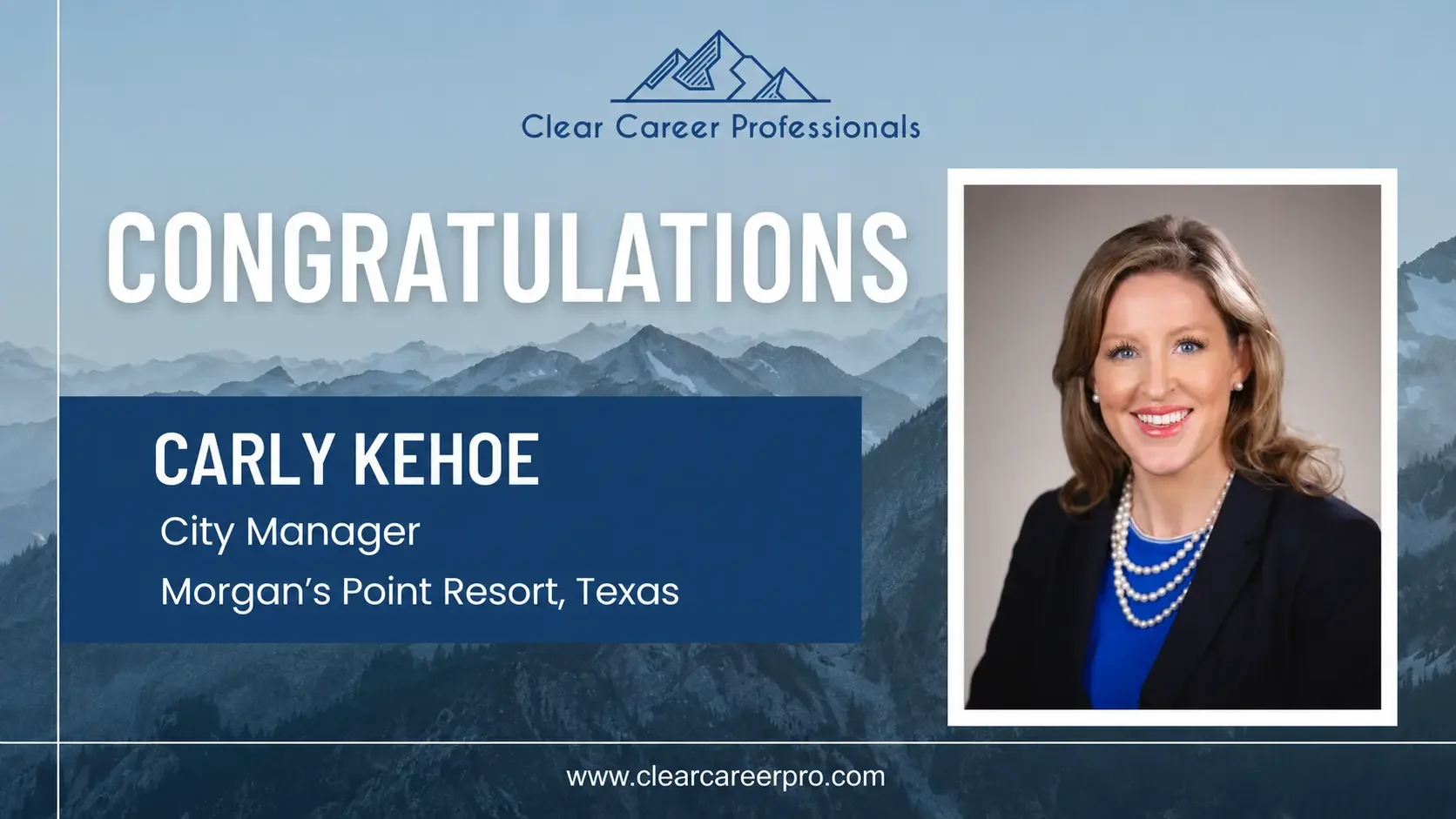 Carly Kehoe Selected as City Manager for Morgan’s Point Resort, Texas