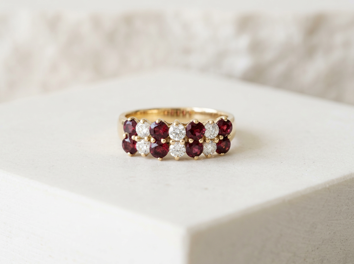 Vintage Garnet & Diamond Ring