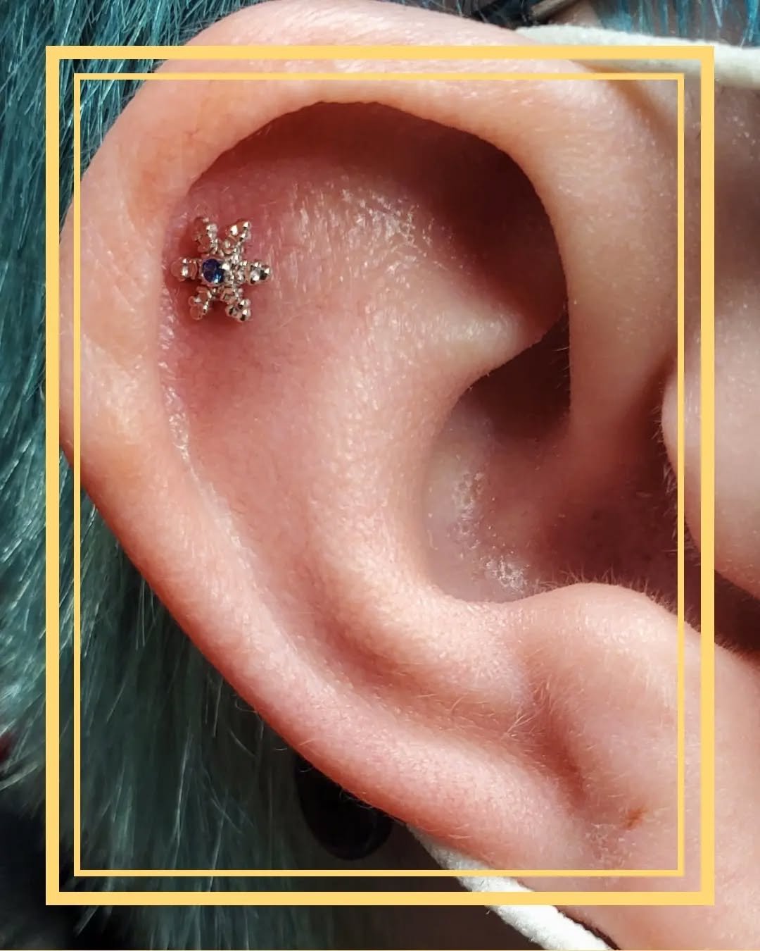 White gold snowflake, perfect choice for a helix.
@artifexbodymod 
@thezunster
♡
ArtifexLongmont.com
Facebook.com/Artifexbodymod
♡
Instagram/Facebook - @artifexbodymod
Website - http://artifexlongmont.com
YouTube - @ritualfleshsuspensionteam
♡
#thezu
