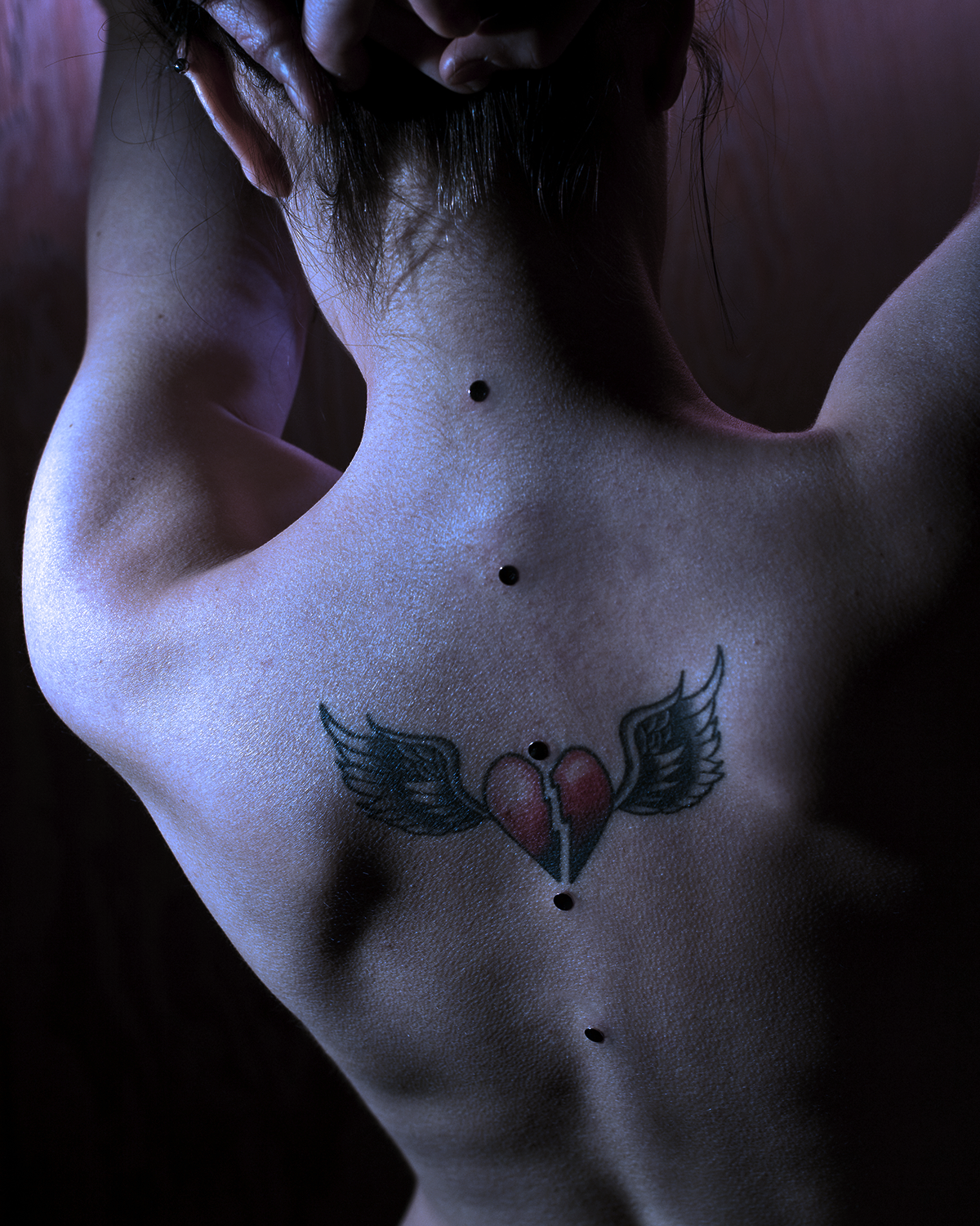 Micro-Dermal anchor photoshoot for Tattoo Savage Magazine.