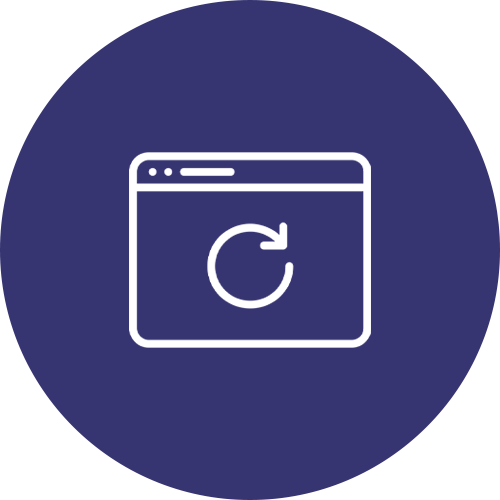 Icon of a web browser window with a circular arrow, indicating refresh or reload.
