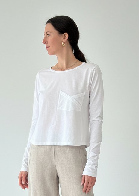 White Jersey Long Sleeve T-shirt