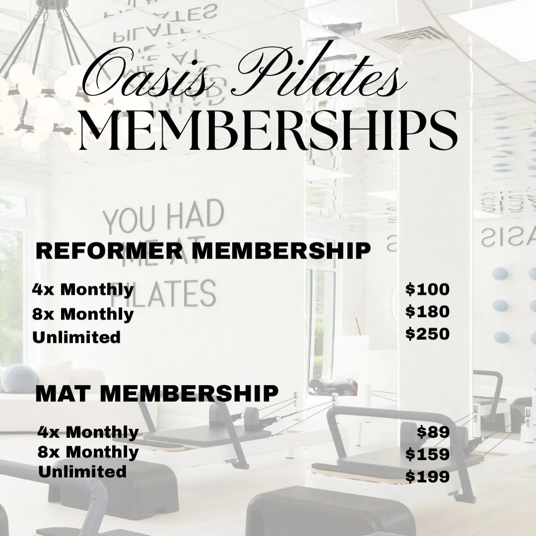 ✨ APRIL PERK ✨
Sign up for any membership this month + receive:
&bull; FREE grip socks 🧦
&bull; One FREE class for a friend 💫

Reformer memberships can be used for both Reformer + Mat classes 💫
(Mat memberships are for Mat classes only)

Membershi