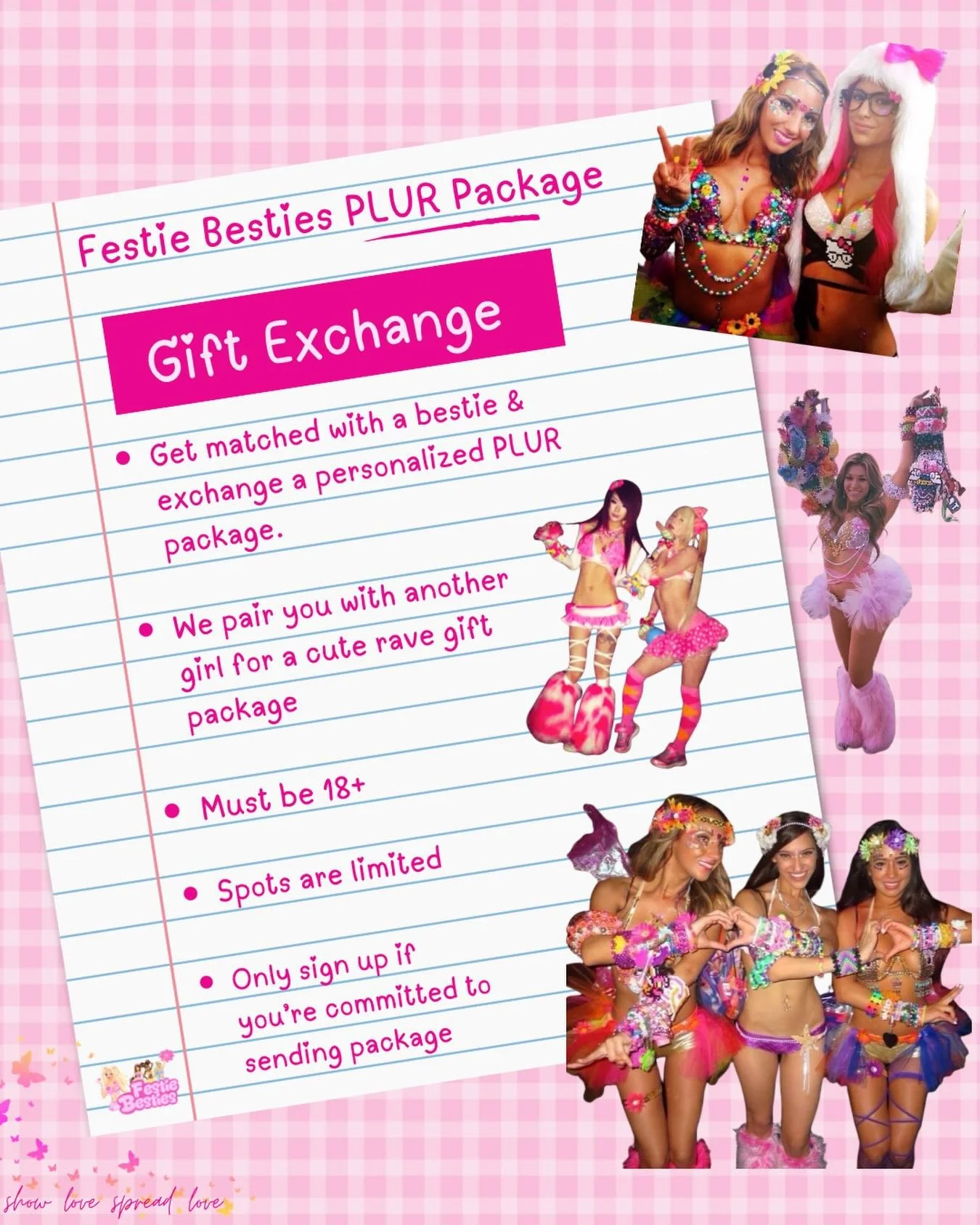 we are launching the first round of Festie Besties PLUR package exchange 🌸☀️🐬

showing love , spreading love through packages this festival season💕 

if you want to participate in this gift exchange, DM &ldquo;PLUR PACKAGE&rdquo; or comment the em