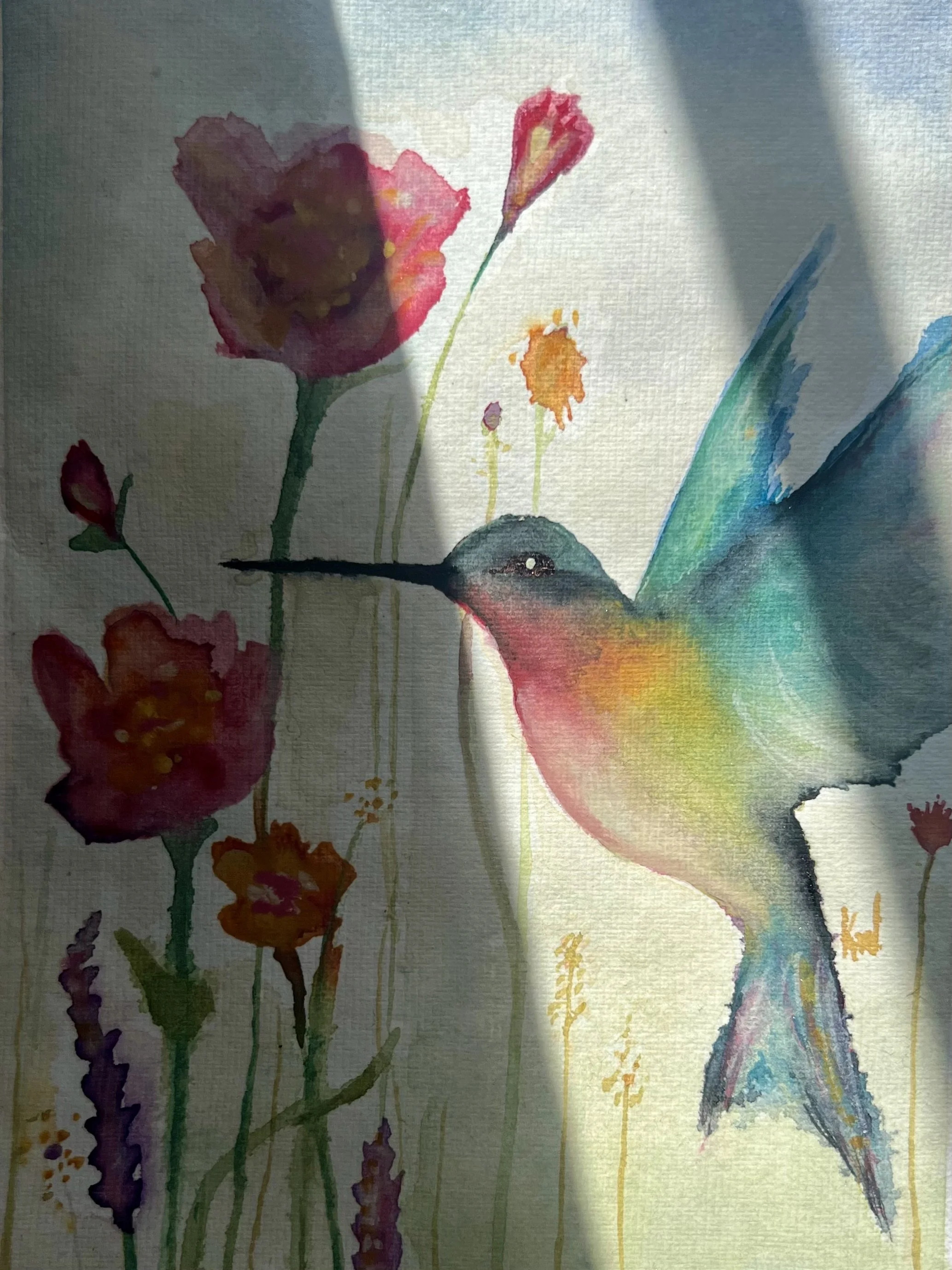 Nature's Grace: Watercolor Hummingbird