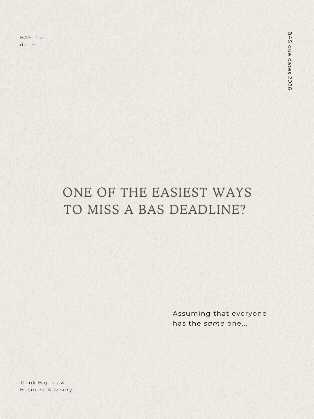Your friendly reminder that the quarterly BAS due date is coming up 📅 

And if you&rsquo;ve noticed the BAS due date on the ATO website doesn&rsquo;t match the date on your BAS statement, there&rsquo;s a simple explanation.

If you self-lodge, the A